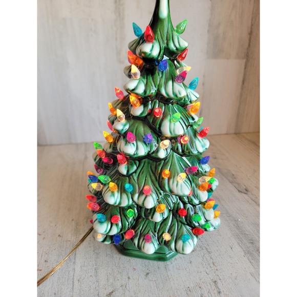 Vintage ceramic tree light table top Xmas pine home decor figure - Picture 9 of 12
